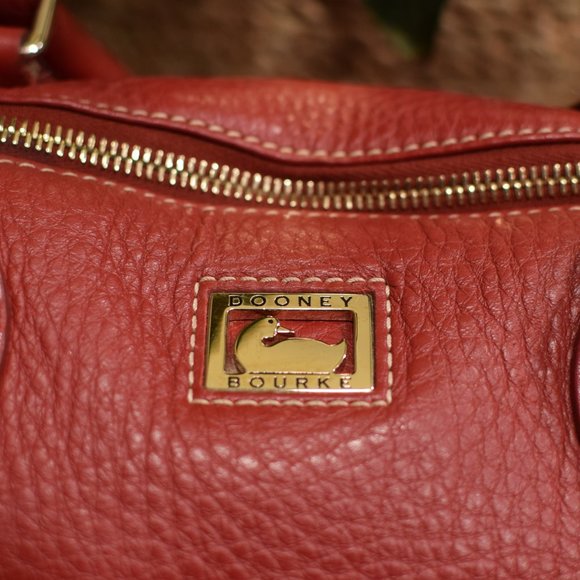 Dooney & Bourke Red Dillen Pebbled Leather double pocket satchel - Picture 3 of 15